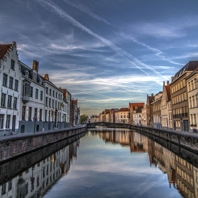 Canal in Brugge: Sky reflection in Brugge's canal (HDR)