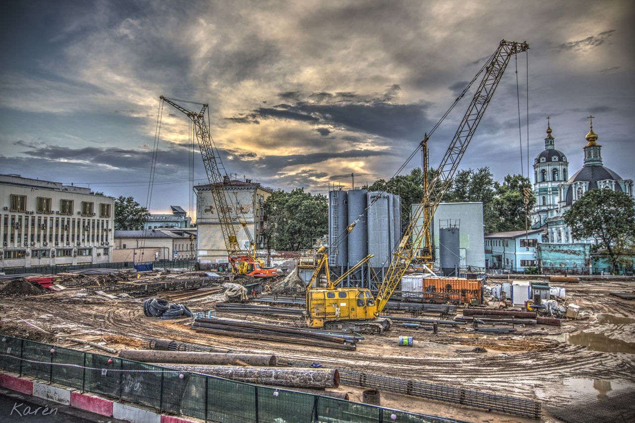 Construction side in Moscow: Disappearing history (HDR)