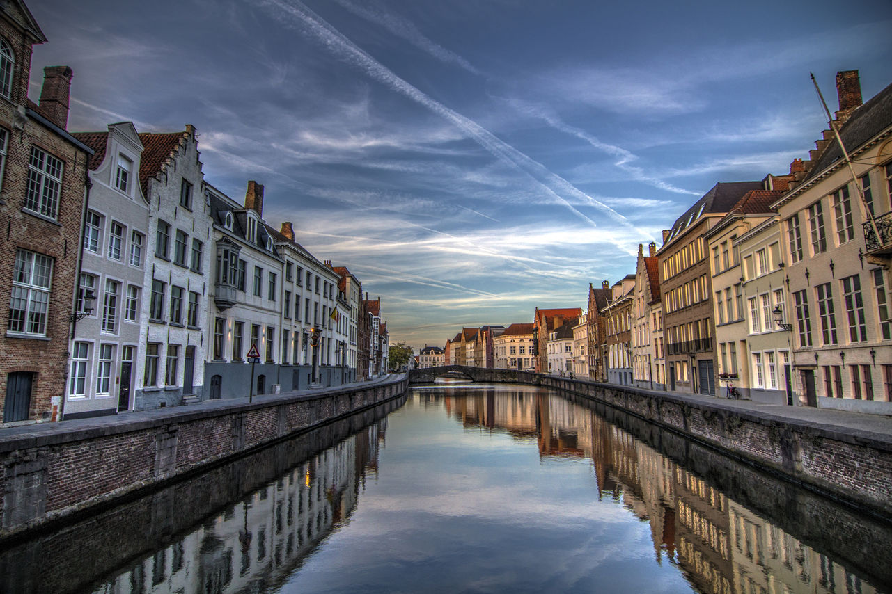 Canal in Brugge: Sky reflection in Brugge's canal (HDR)